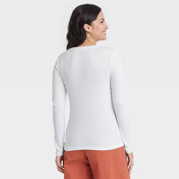 Women's Long Sleeve V-Neck Ribbed T-Shirt - A New Day™ | Target