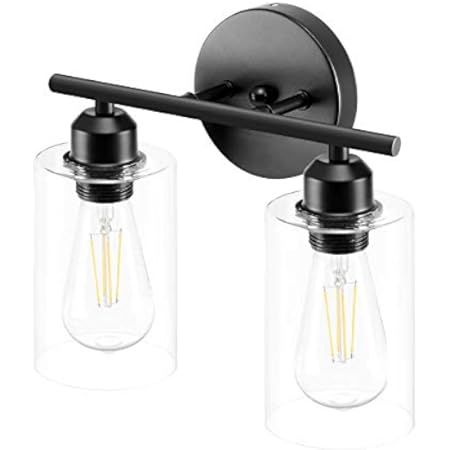 Black Bathroom Vanity Light Farmhouse Bathroom Lighting Fixtures Over Bath Makeup Mirror Wall Sconce | Amazon (US)