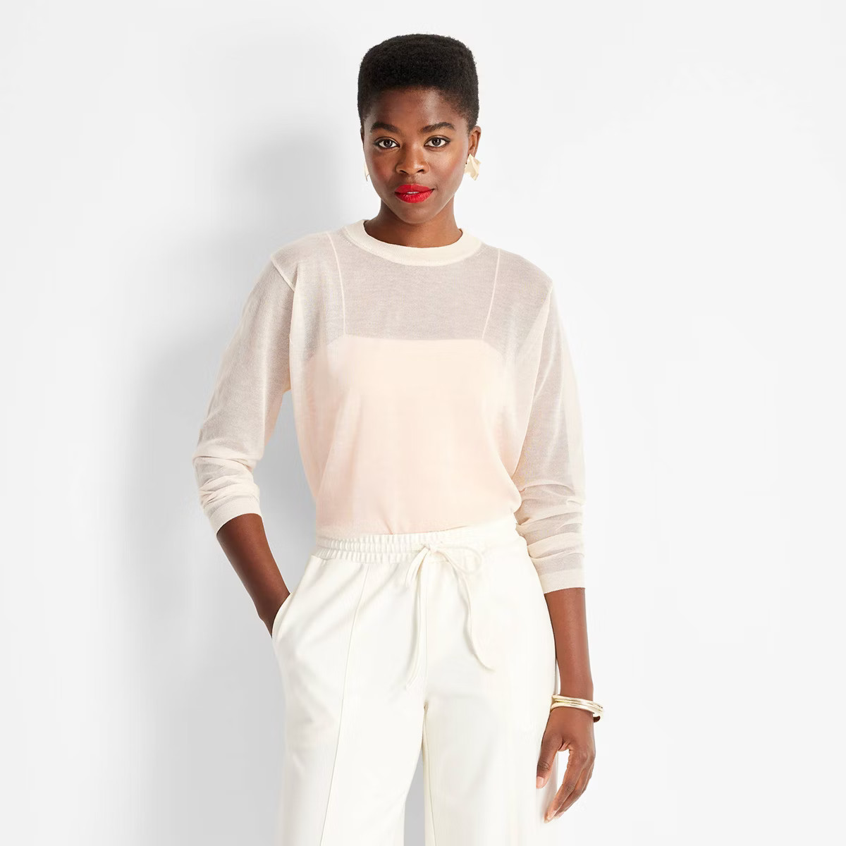 Women's Crewneck Sheer Sweater - Future Collective | Target