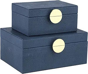 HofferRuffer Faux Leather Jewelry Boxes, Decorative Boxes Storage Accessory Organizer with Gold H... | Amazon (US)