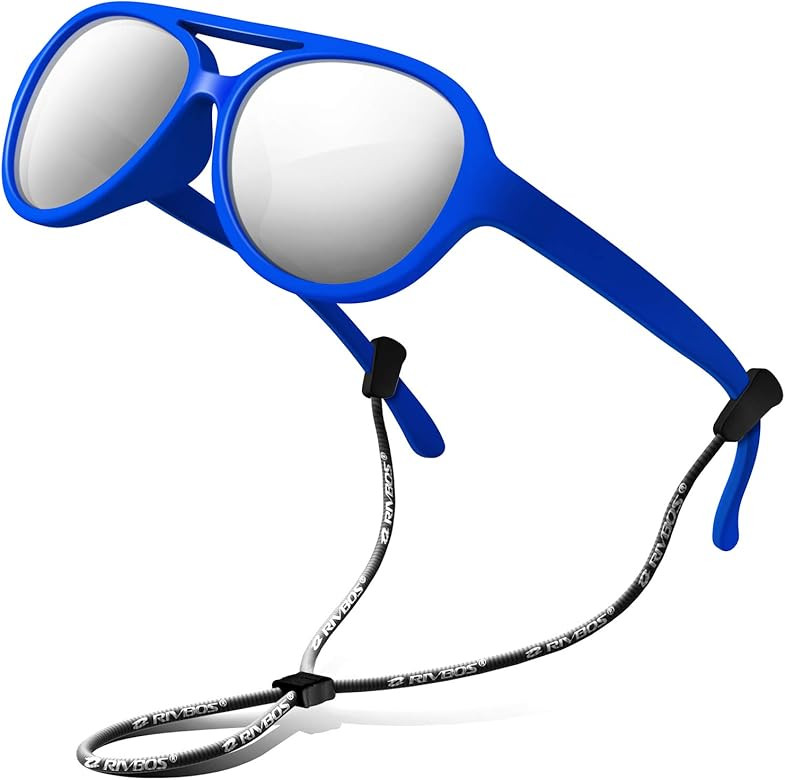 RIVBOS Kids Sunglasses Polarized UV Protection Flexible Rubber Glasses Shades with Strap for Boys Gi | Amazon (US)