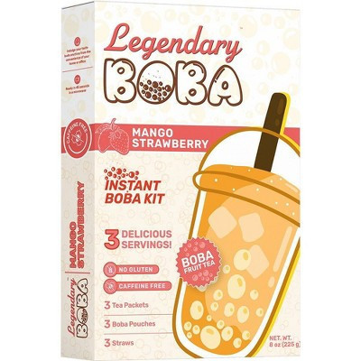 Legendary Boba Mango Strawberry Instant Boba Fruit Tea Kit - Caffeine Free - 8oz/3ct | Target