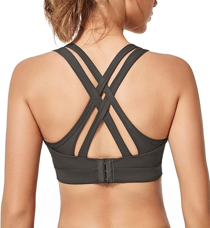 Yvette Women High Impact Sports Bras Criss Cross Back Sexy Running Bra for Plus Size | Amazon (US)