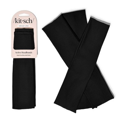Kitsch Recycled Fabric Active Headbands 3pc Set - Black: Hair Styling For All Hair Types | Target