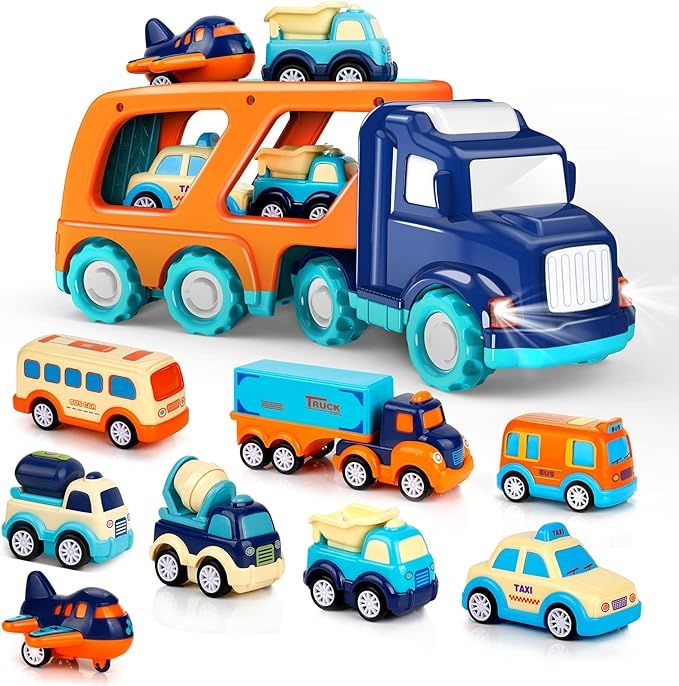 9 Pack Cars Toys for 2 3 4 5 Years Old Toddlers Boys & Girls Gift, Big Transport Truck with 8 Sma... | Amazon (US)