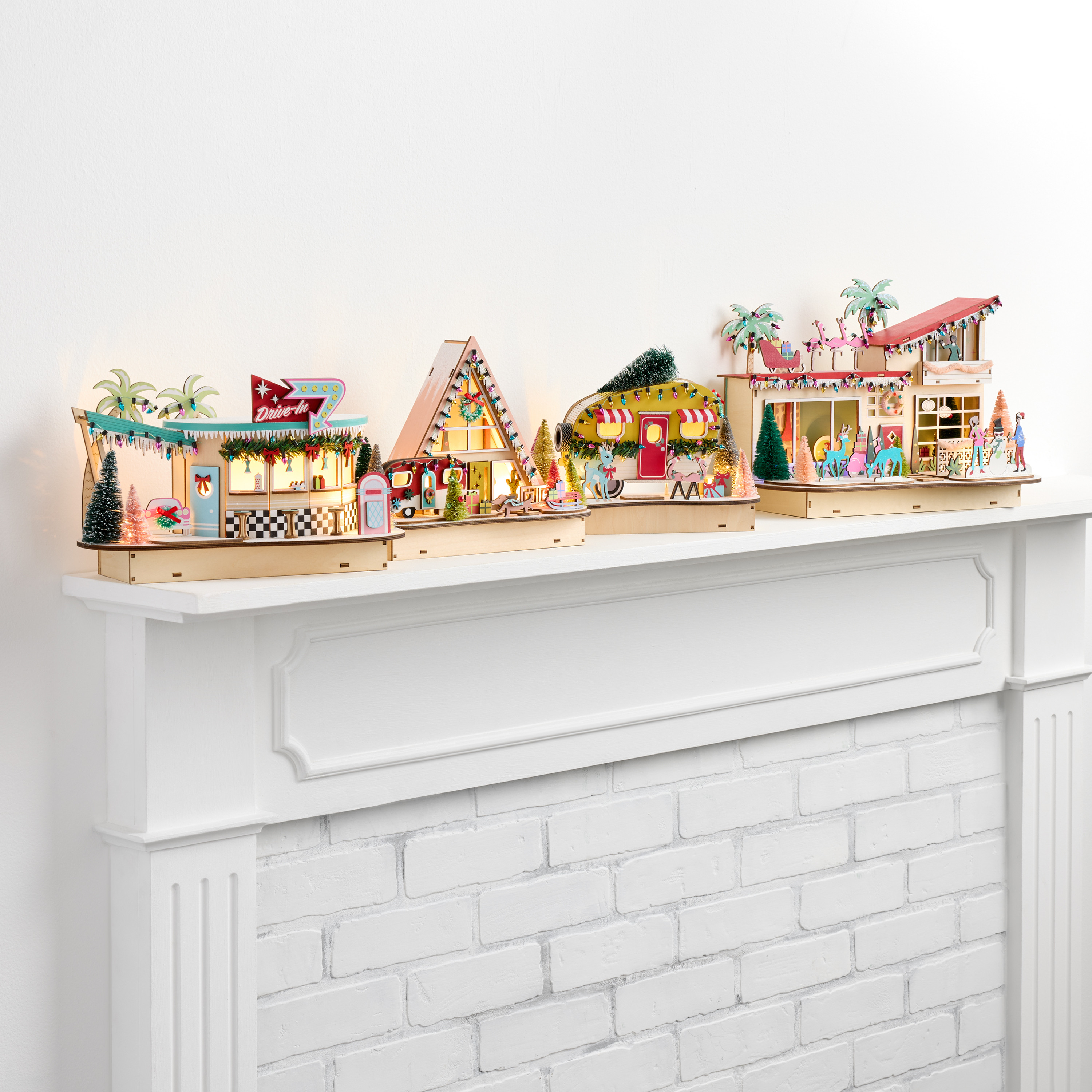 Laser Cut Wood Mid Century LED Light Up Decor Collection | World Market