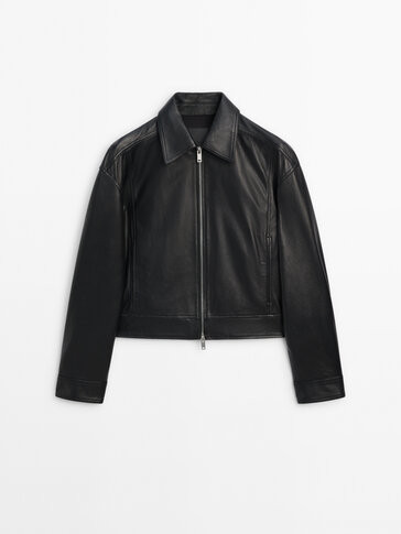 Nappa leather jacket with a shirt collar | Massimo Dutti US
