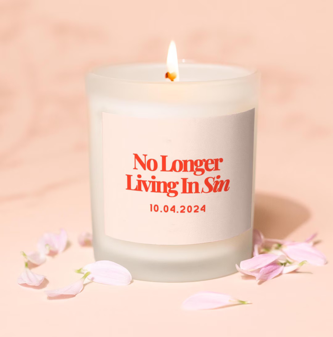 Funny Personalized Wedding Candle Gift Gift for Her, Living in Sin, Funny Engagement Candle, Cust... | Etsy (US)