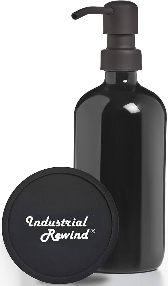 Black Soap Dispenser 8oz Glass Soap Dispenser with Metal Pump and Non Slip Coaster, Half Pint Gla... | Amazon (US)