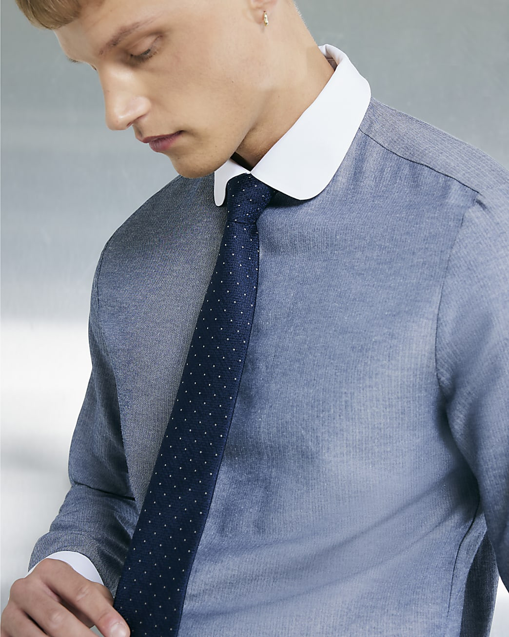 Navy Microdot Tie | River Island UK & IE