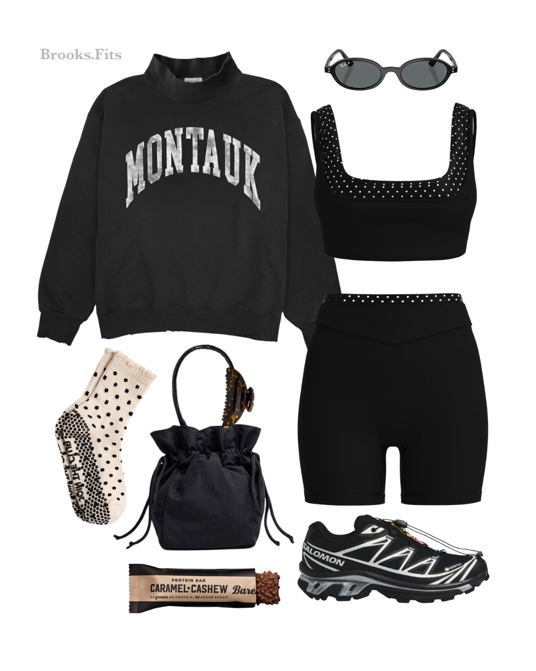 Pilates outfit 
Mock neck - first port company 
Set - liaison the label 