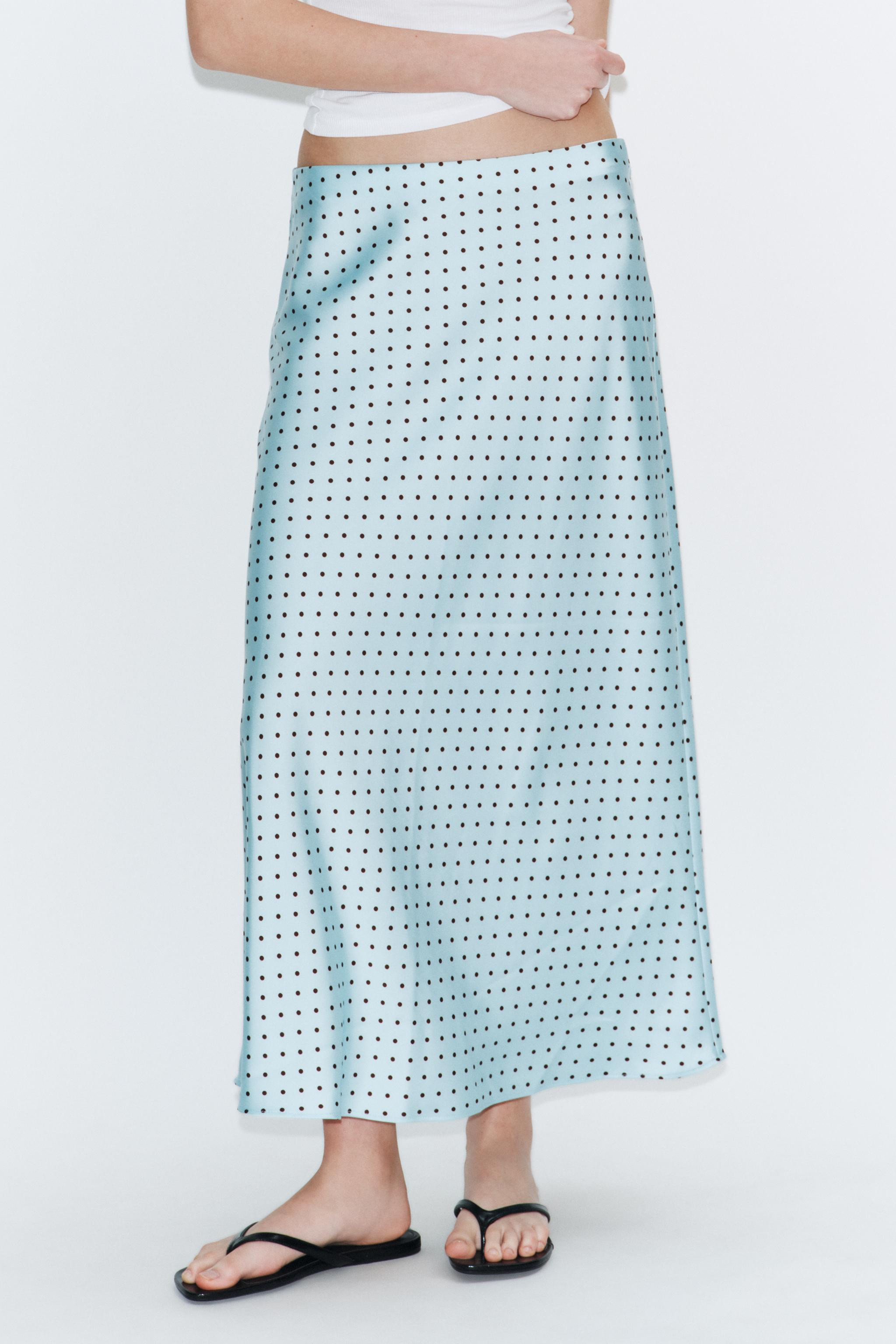 POLKA DOT SATIN EFFECT MIDI SKIRT | Zara US
