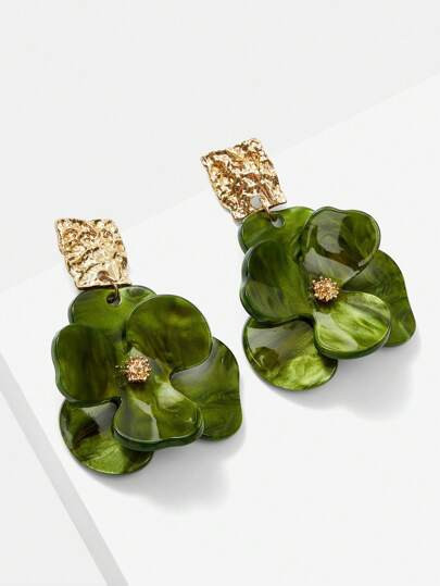 MOTF PREMIUM 18K GOLD PLATED 3D ACRYLIC FLOWER DANGLE EARRINGS, VALENTINES,MOM,MOTHER,MOTHER'... | SHEIN