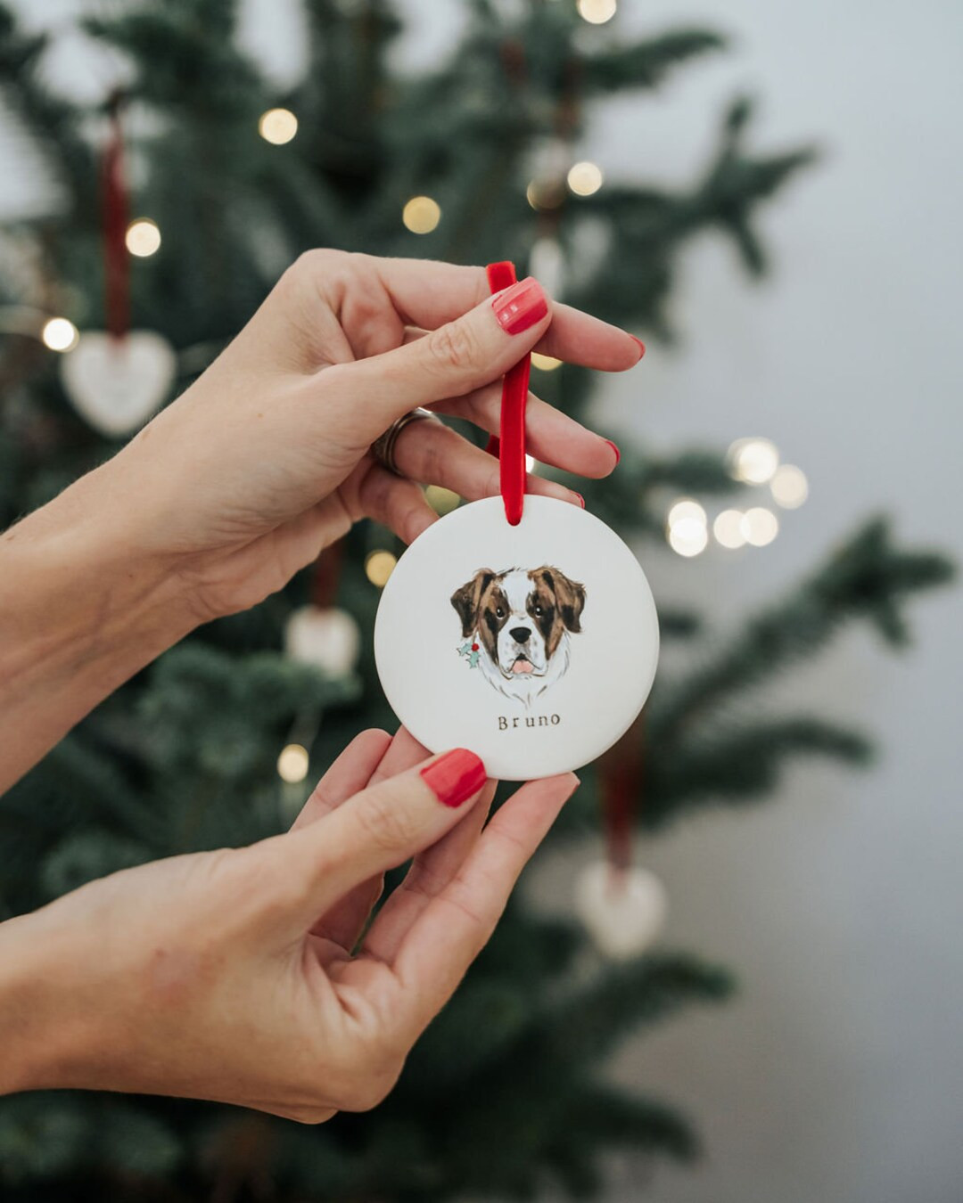 Pet Portrait Christmas Decoration Dog Portrait Personalised - Etsy | Etsy (US)