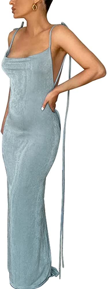 Vssjavun Women’s Summer Spaghetti Strap Sexy Sleeveless Backless Bodycon Party Club Cocktail Dr... | Amazon (US)