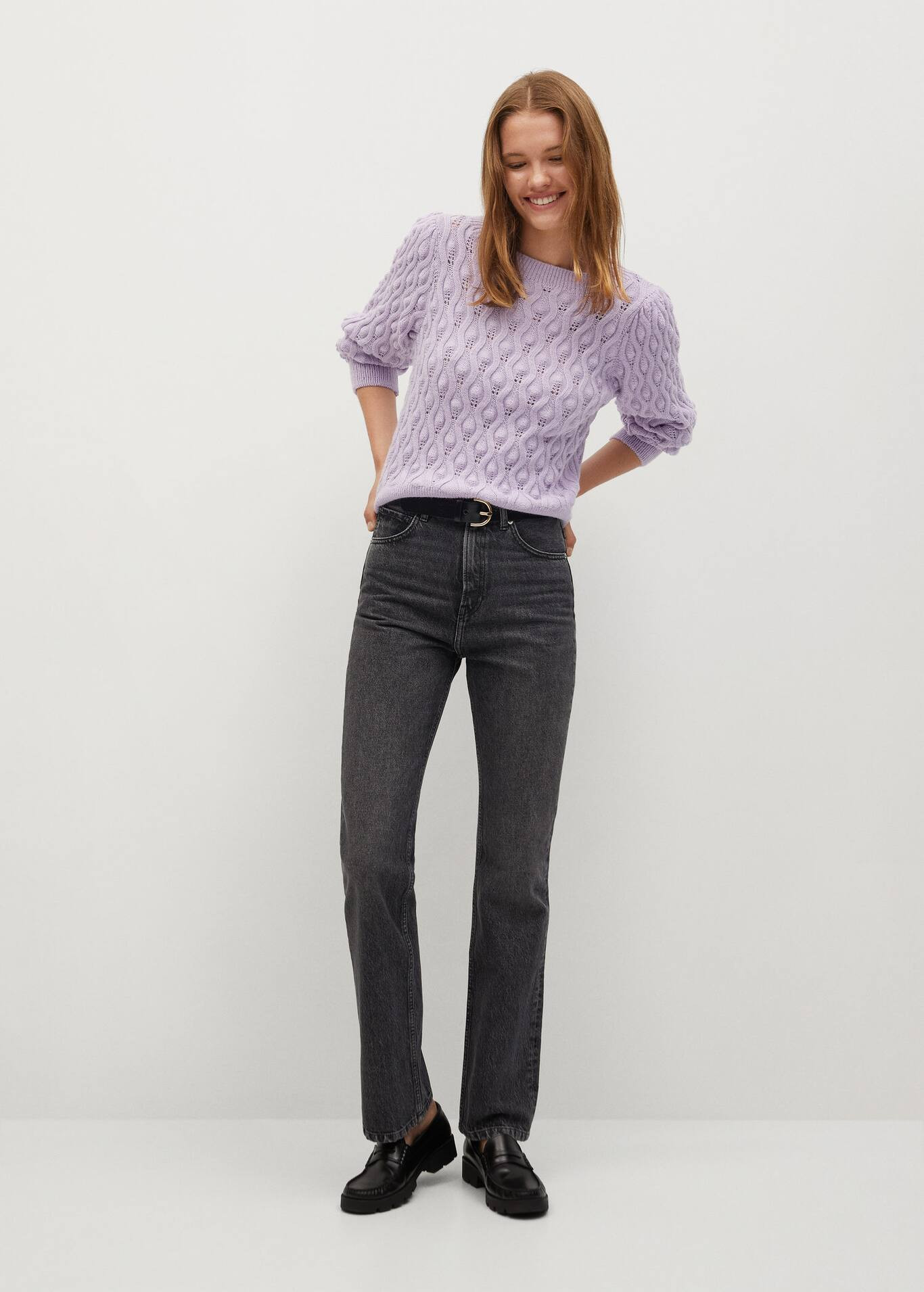 Contrasting knit sweater | MANGO (UK)