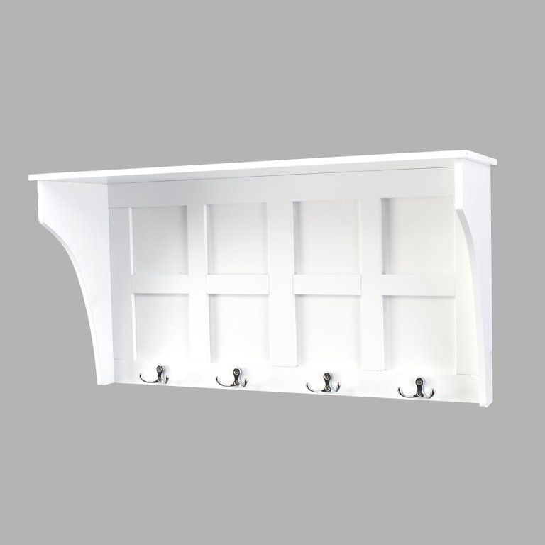 Floating Wall Shelf - Farmhouse Mounted Rack with Storage Space - White | Walmart (US)