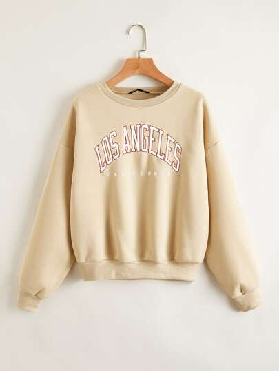 Drop Shoulder Letter Graphic Thermal Lined Sweatshirt | SHEIN