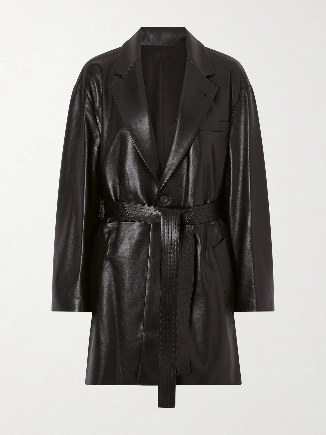 ssstein - Belted Leather Trench Coat - Black | NET-A-PORTER (US)