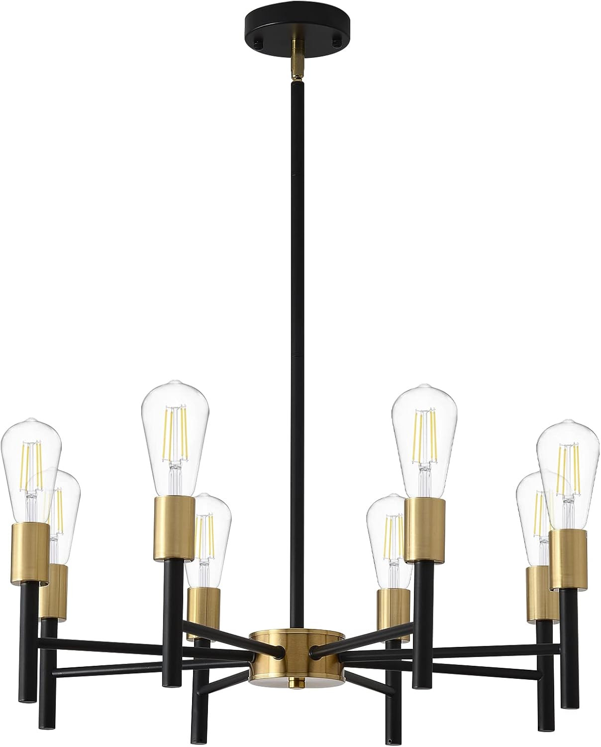 JTYP Black Gold Sputnik Chandelier 8-Light Modern Ceiling Flush Mount Light Fixtures Adjustable H... | Amazon (US)