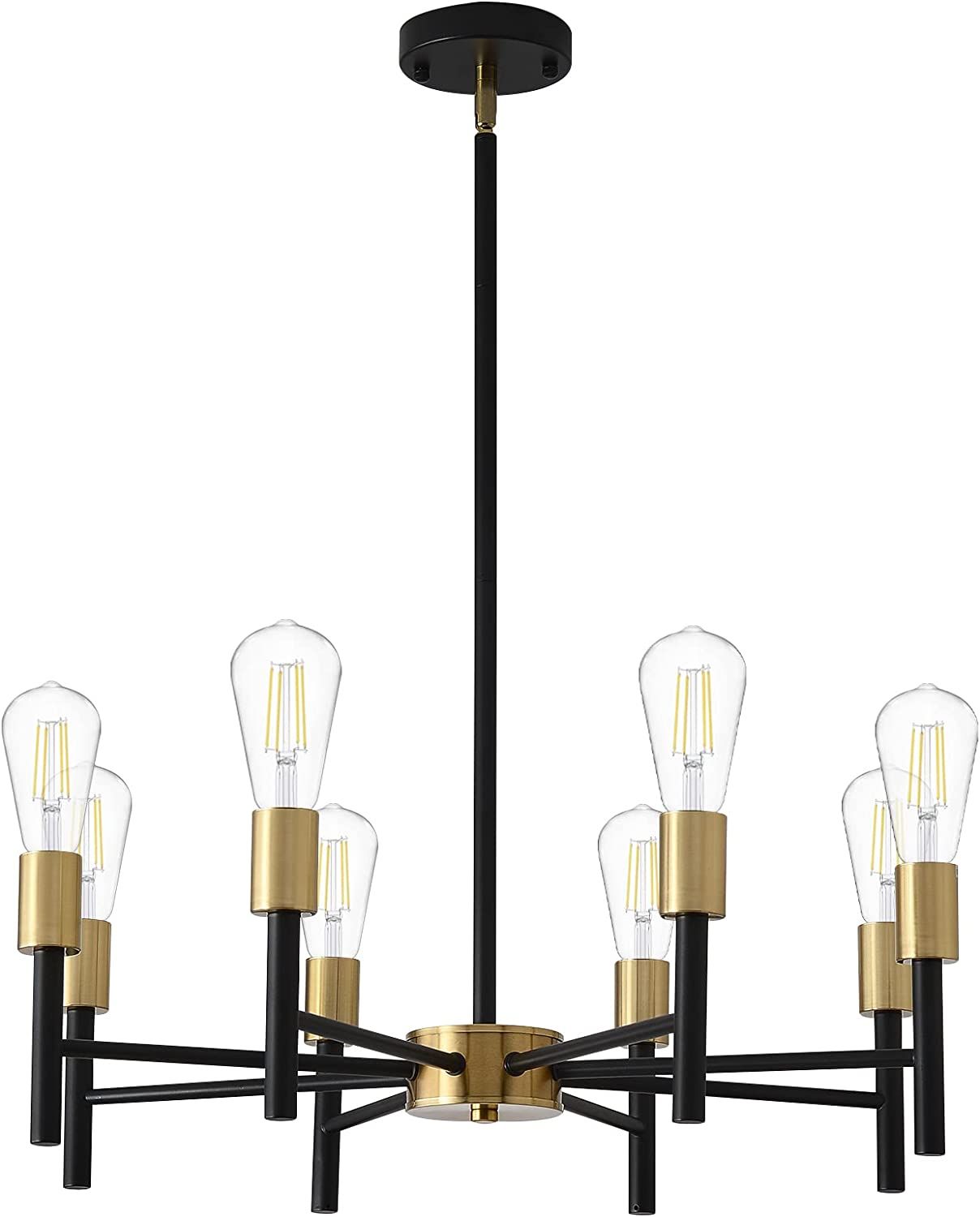 JTYP Black Gold Sputnik Chandelier 8-Light Modern Ceiling Flush Mount Light Fixtures Adjustable H... | Amazon (US)