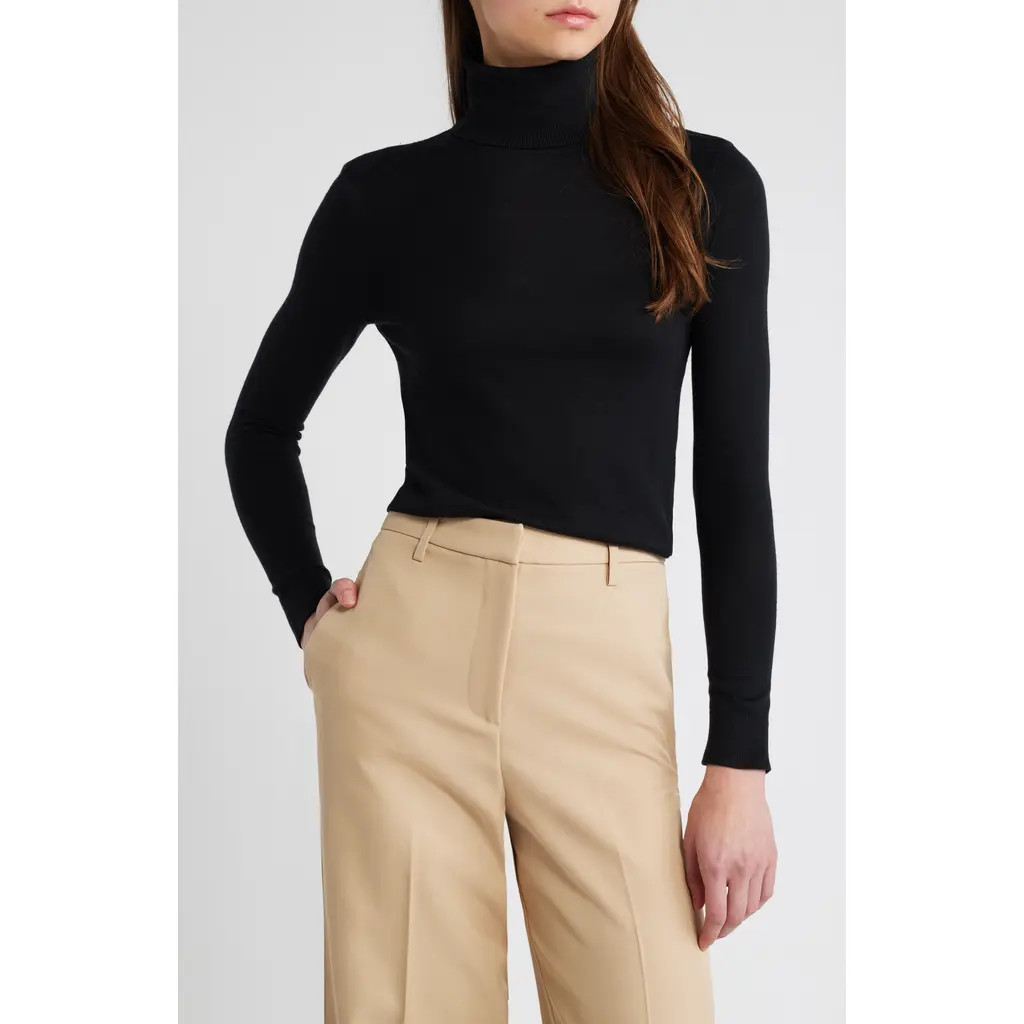 Lauren Ralph Lauren Ribbed Turtleneck Sweater in Black at Nordstrom, Size X-Large | Nordstrom