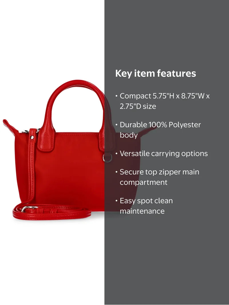 No Boundaries Women's Mini Tote Crossbody Bag, Red | Walmart (US)