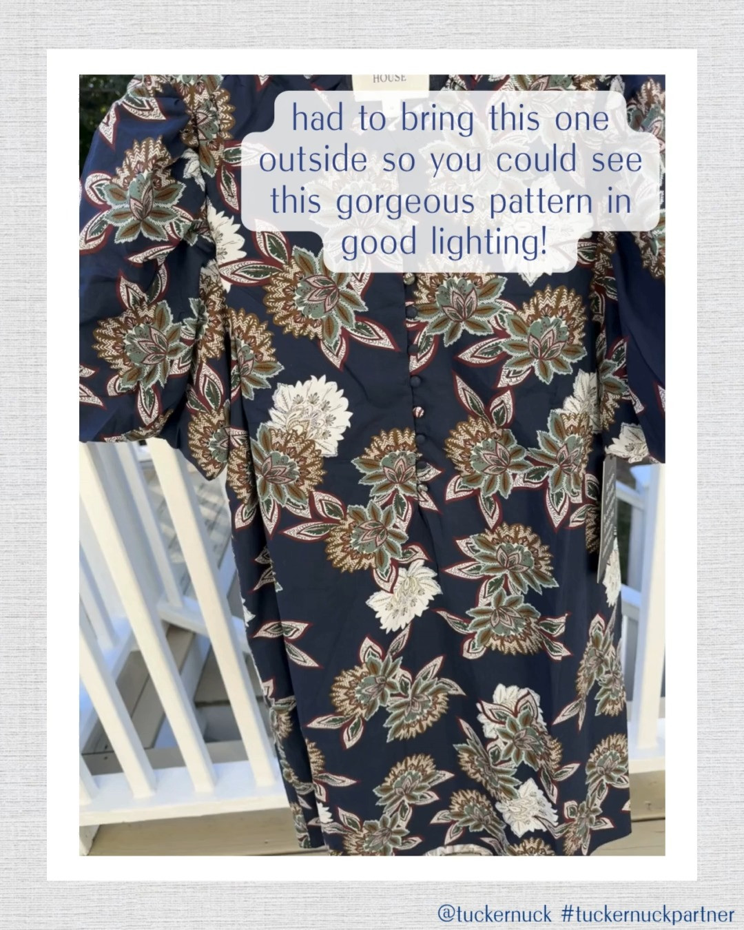 Something classic but still comfy for Thanksgiving - love this navy floral print and the easy silhouette. Works just as well for family photos as it does for dinner at home. @tuckernuck #tuckernuck #tuckernuckpartner 

 #LTKSeasonal #LTKOver40 #LTKStyleTip