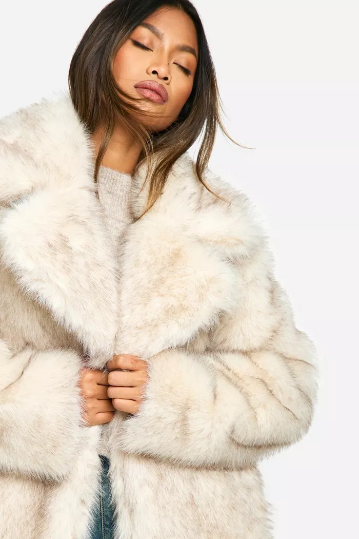 Longline Vintage Look Faux Fur Coat | Boohoo.com (UK & IE)