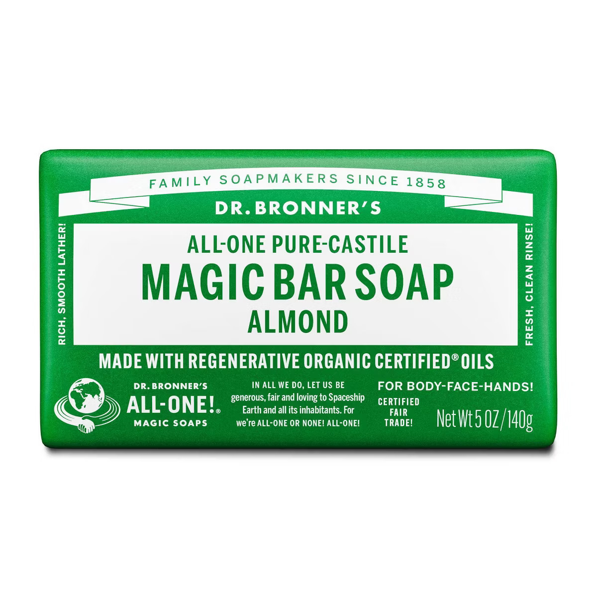 Dr. Bronner's All-One Pure-Castile Magic Bar Soap - Almond - 5oz | Target