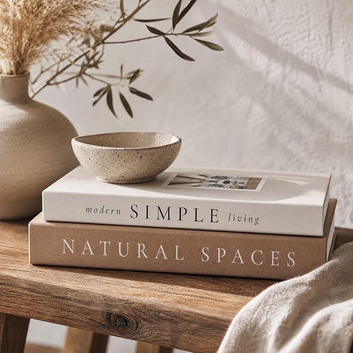 Beautiful Decorative Books - Set of 2 Boxes Enhance Your Coffee Table, Bookshelf or Mantle Decor - Aesthetic Fake/Faux Books for Modern Home Decoration, Photo Storage and as a Keepsake Box | Amazon (US)