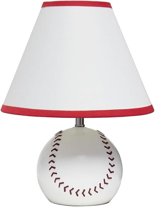 Simple Designs LT1080-BSB SportsLite Bedside Table Desk Lamp White Empire Fabric Shade | Amazon (US)