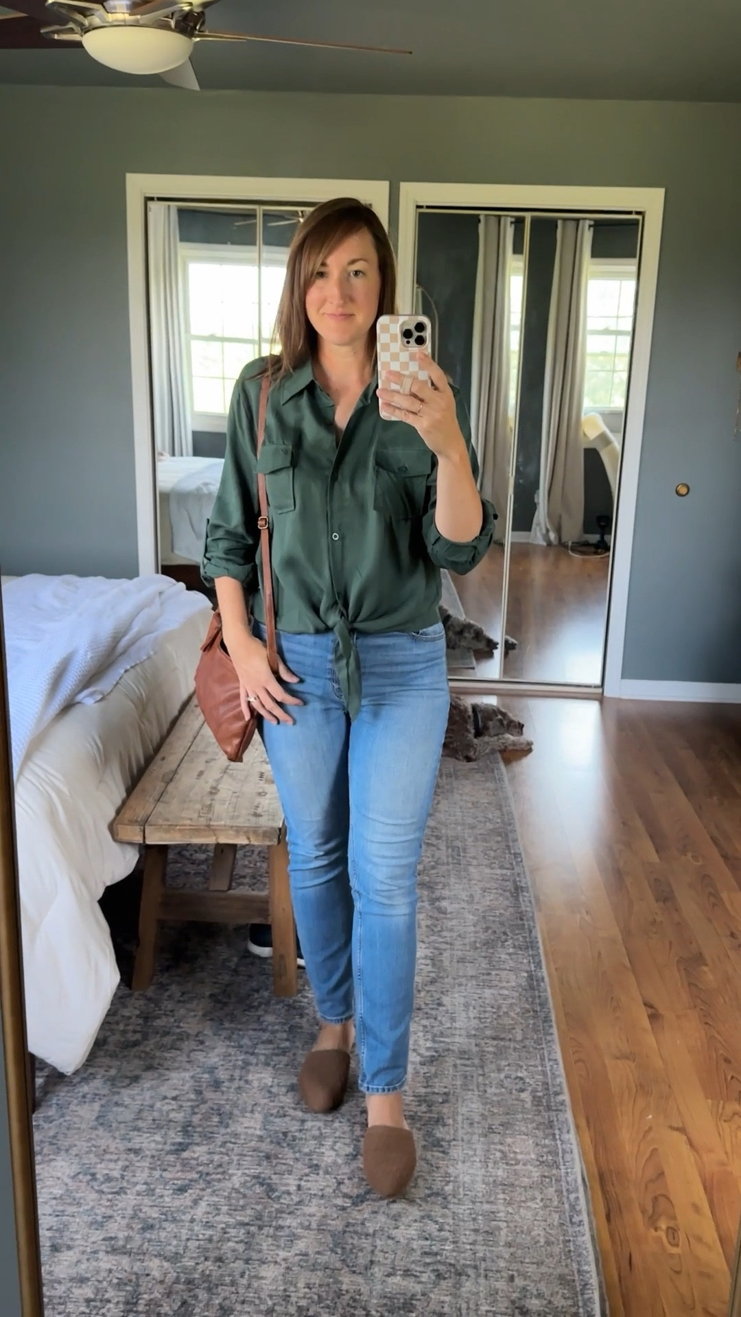 Women’s fall fashion faves. I love a classic collared shirt, cowl neck sweater, knit sweater, and fall long sleeve T-shirt. Easily paired with a pair of jeans and comfy mules with a Crossbody bag. All tops come in multiple colors. I am wearing a medium in all tops and a 29 in jeans. Also linking my favorite bedding and area rug for the bedroom.
#fallfashion #amazonfashion 

#LTKSeasonal #LTKMidsize #LTKFindsUnder100