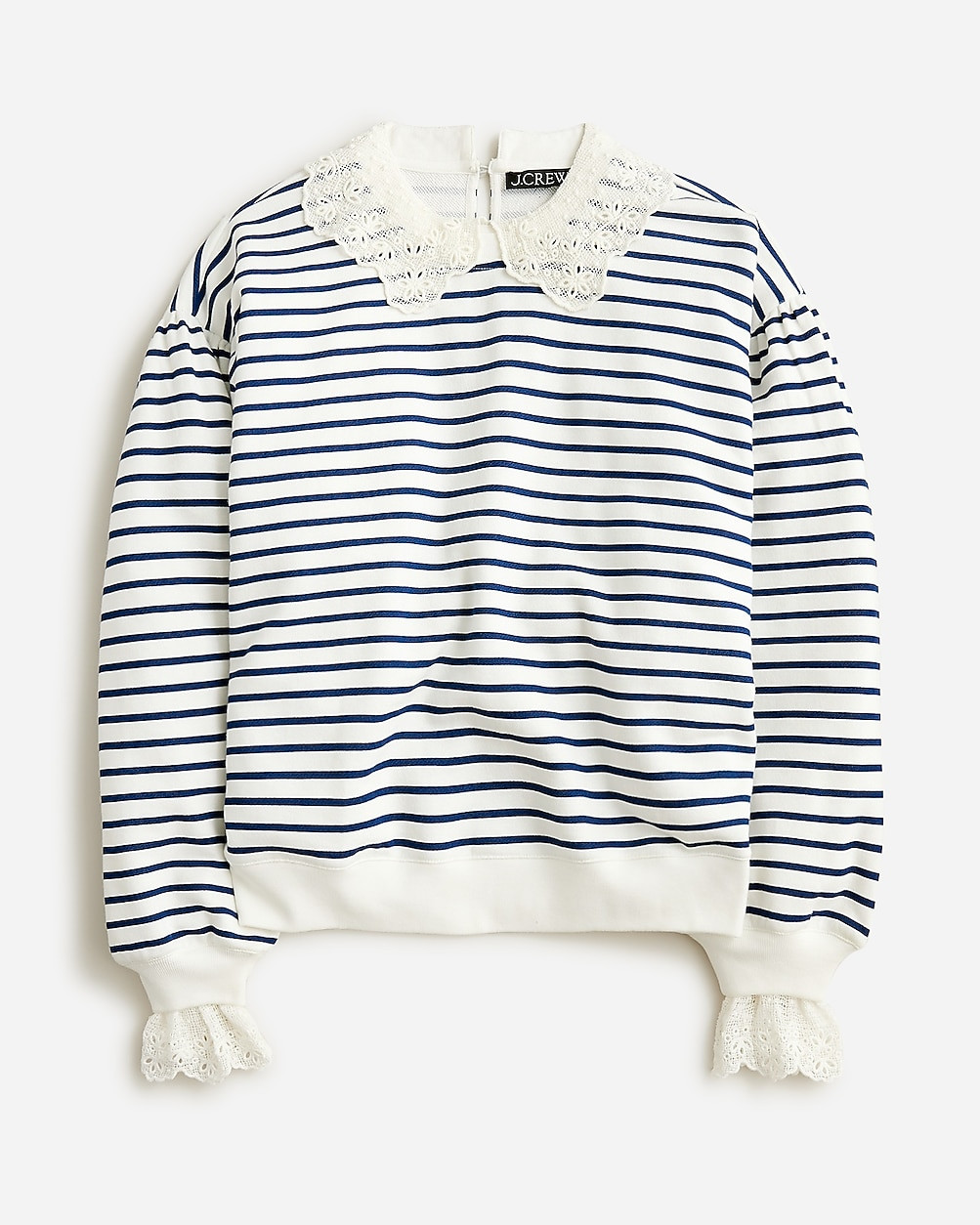 French terry sweatshirt with lace trim | J. Crew US
