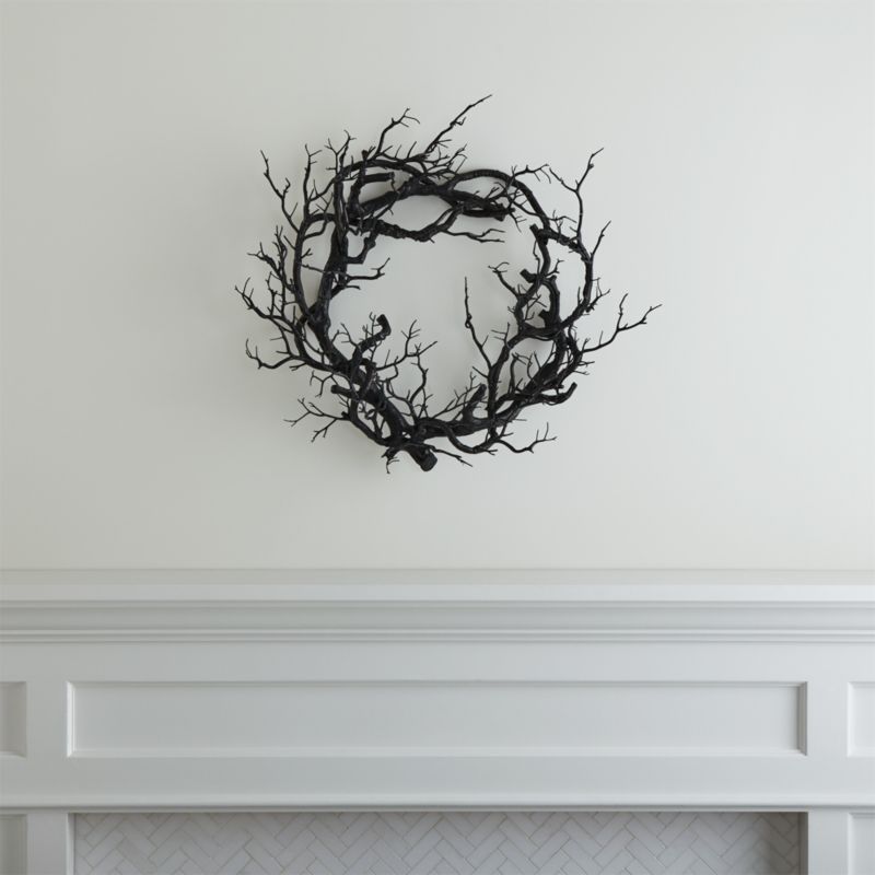 Faux Black Branch Halloween Wreath + Reviews | Crate and Barrel | Crate & Barrel