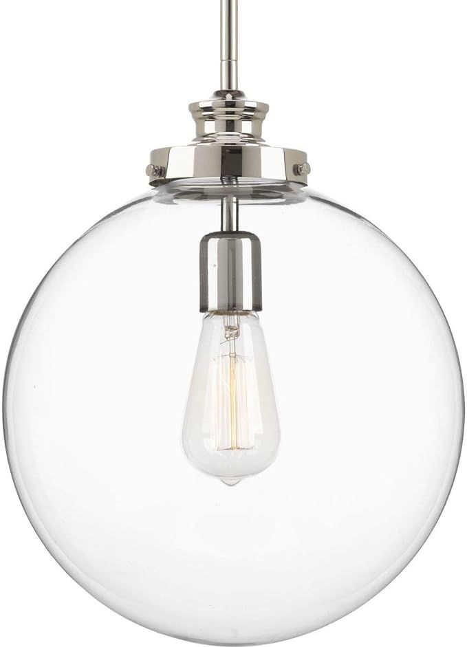 Penn Collection 1-Light Clear Glass Farmhouse Pendant Light Polished Nickel | Amazon (US)
