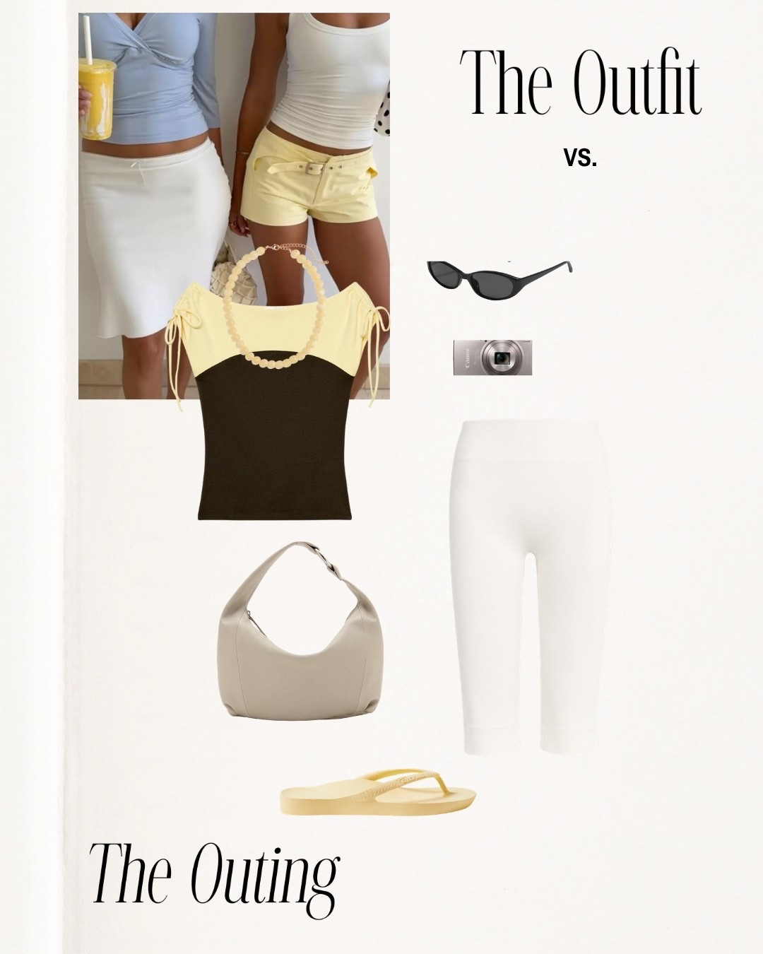 Fun summer outfit ! 🧈 

Zara finds, Amazon essentials, mango bag, arch support, sunglasses, beach day looks, Abercrombie, butter yellow, revolve