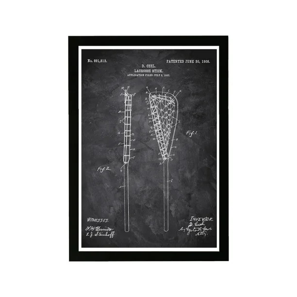 Wynwood Studio Sports and Teams Framed Wall Art Prints 'Lacrosse-Stick 1907 Chalkboard' Lacrosse ... | Walmart (US)