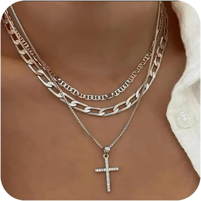 Cross Necklace for Women,Stackable Stacked Stacking Layering Layered Necklaces Dainty Gold Neckla... | Amazon (US)