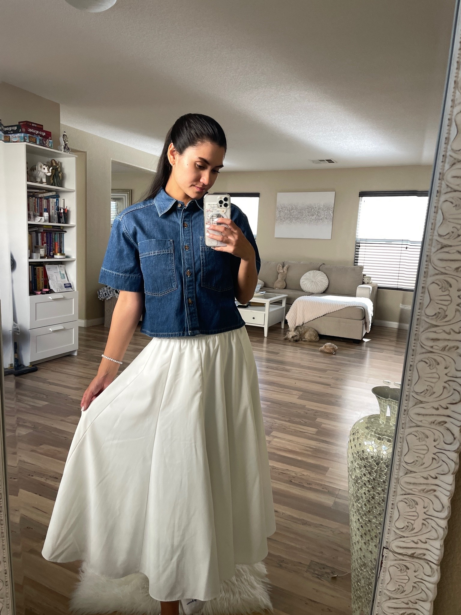 100% cotton Denim top & white skirt 
I’m 5’4 and doesn’t drag or trip me 




everyday style, casual chic, sundays best, denim outfit, western fashion, western wear, church outfit, summer outfit, summer style, simple style, effortless chic, minimalist outfit

#LTKootd #LTKdayinmylife #LTKU