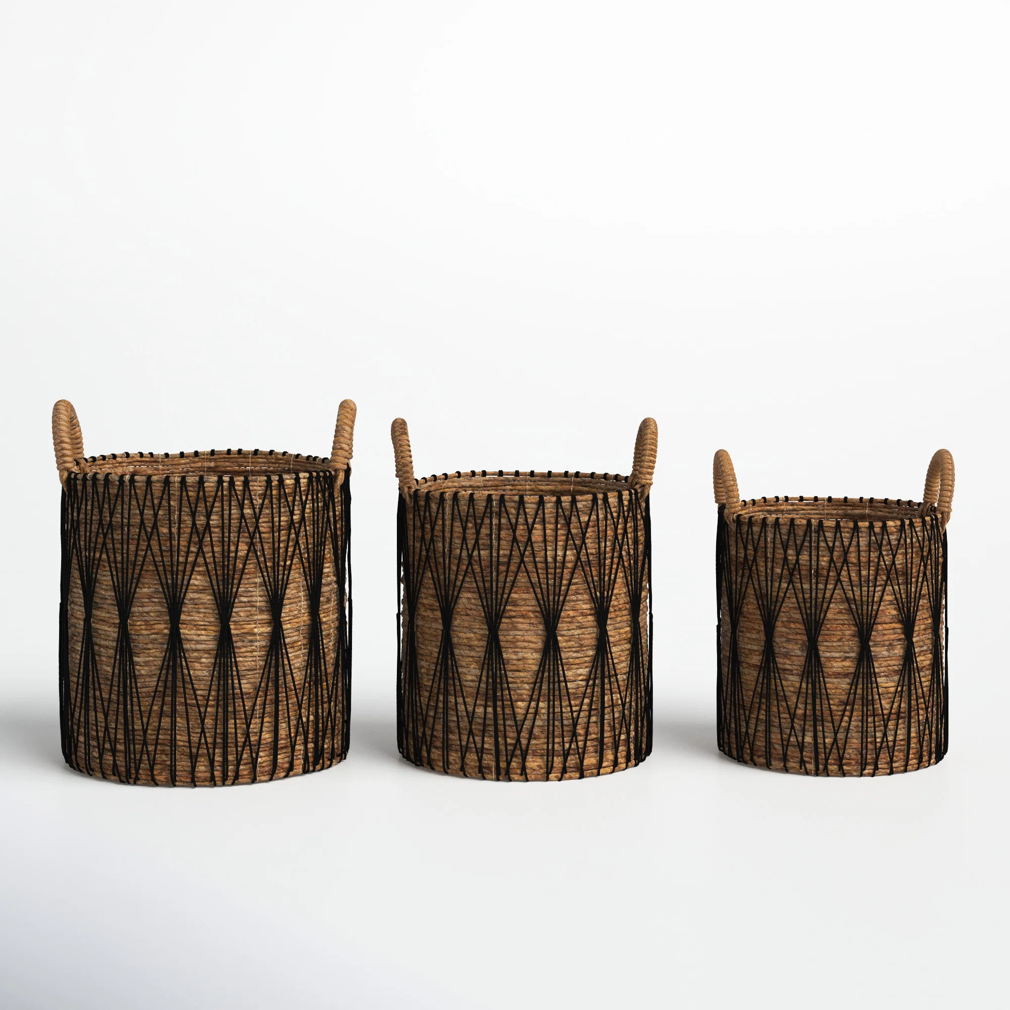 Banana Leaf Handmade String Detail Decorative and Functional Storage Basket with Handles | Wayfair North America