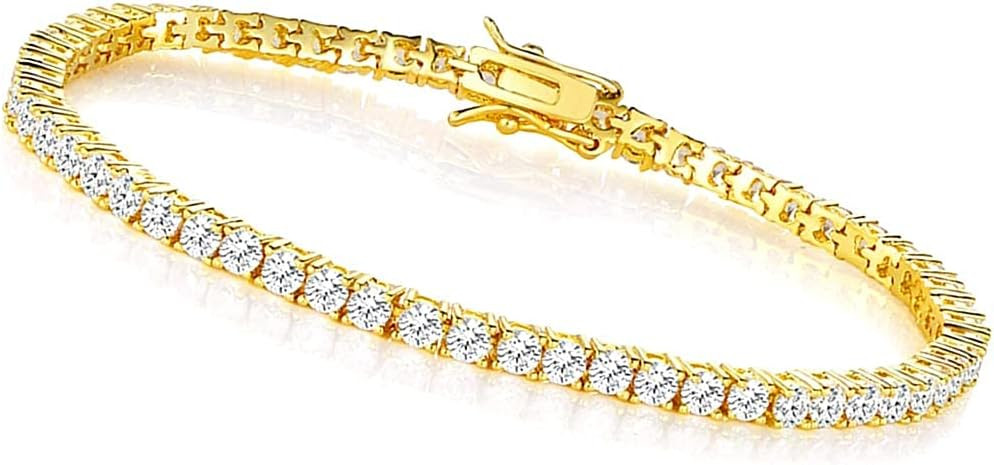 MDFUN Tennis Bracelet for Women and Men 3mm-7mm Cubic Zirconia 18K White Gold/Yellow Gold Plated ... | Amazon (US)