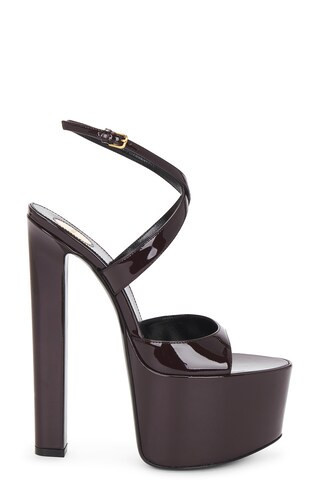 Saint Laurent Exi Platform Sandal in Brown | FWRD 