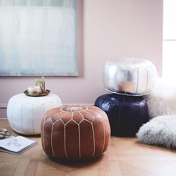 Moroccan Leather Pouf - Small | West Elm (US)