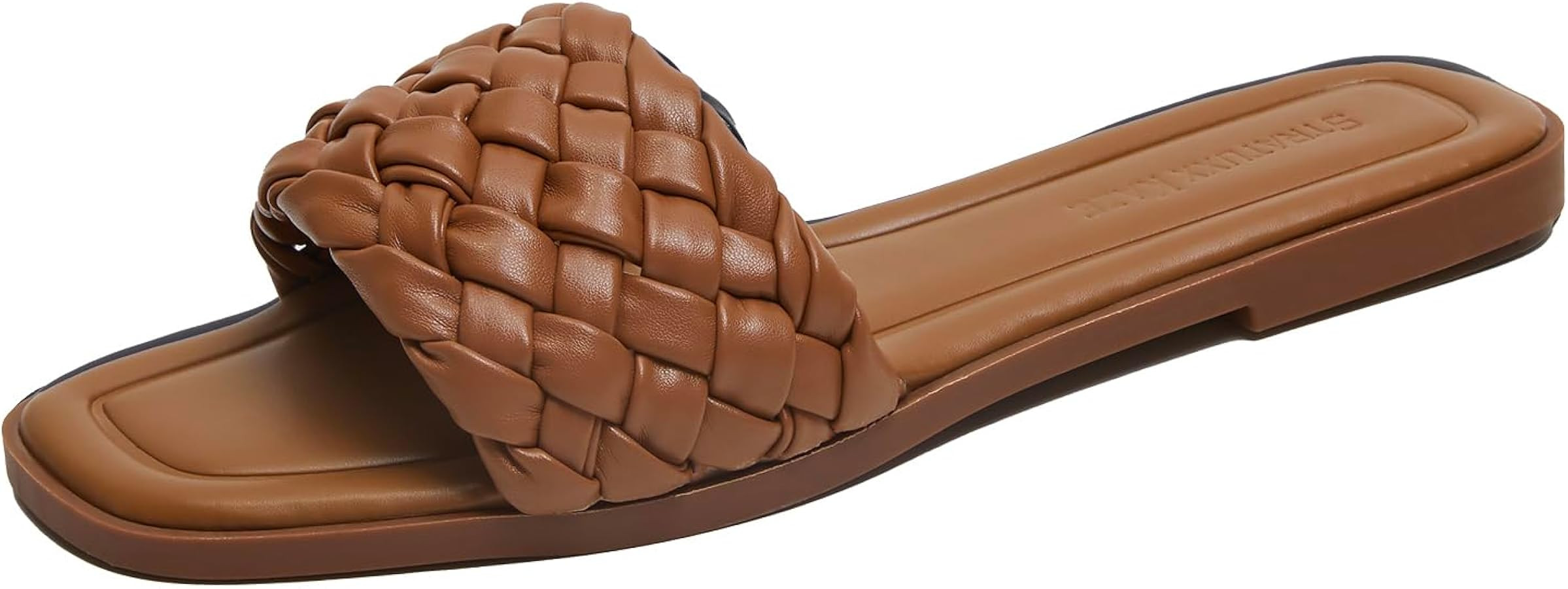 Stratuxx Kaze Women's Braided Strap Sandals Square Open Toe Slide Sandals Slip on Dressy Summer B... | Amazon (US)