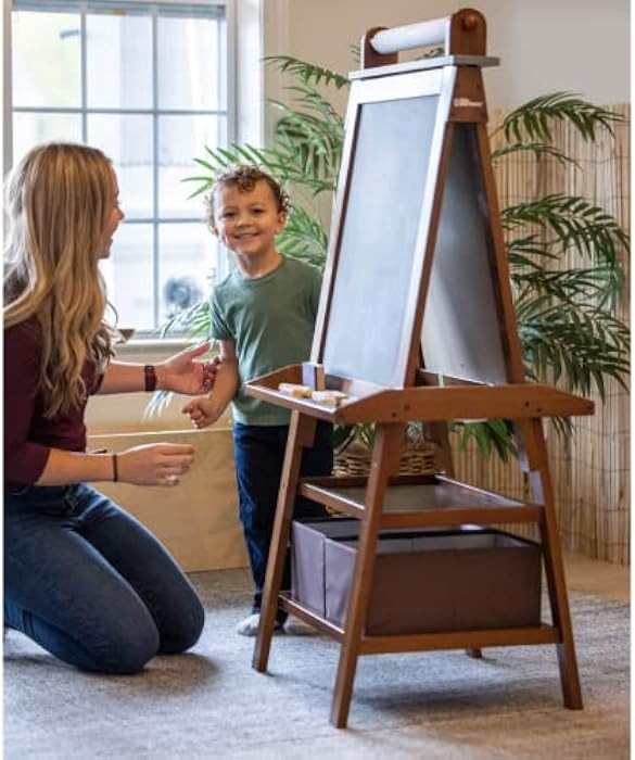 Little Partners 2-Sided A-Frame Art Easel with Chalk Board, Magnetic Dry Erase, Storage, Paper Feed  | Amazon (US)
