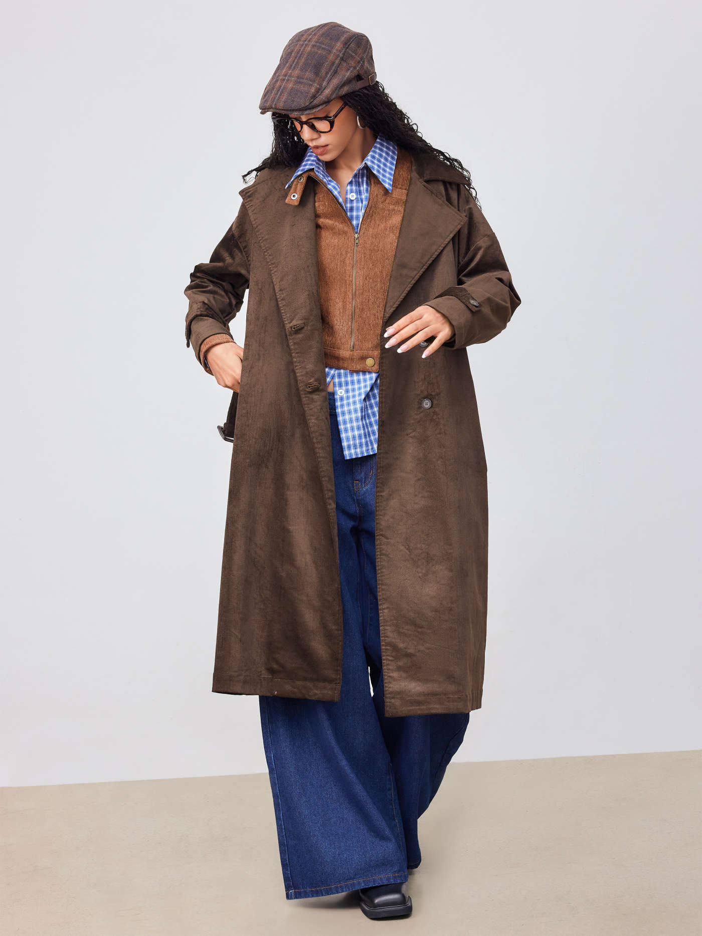 Manteau Trench Suédé Col Cranté Poches Ceinture | Cider