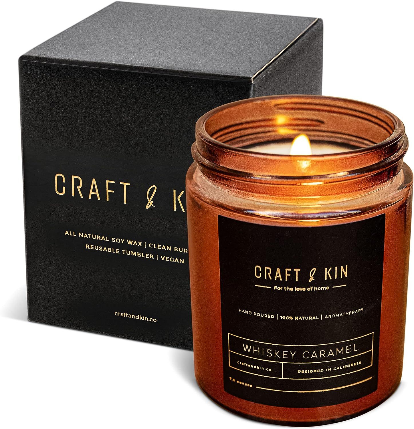 Premium Whiskey Caramel, Scented Candles for Men | All Natural Candles, Candles for Home Scented,... | Amazon (US)