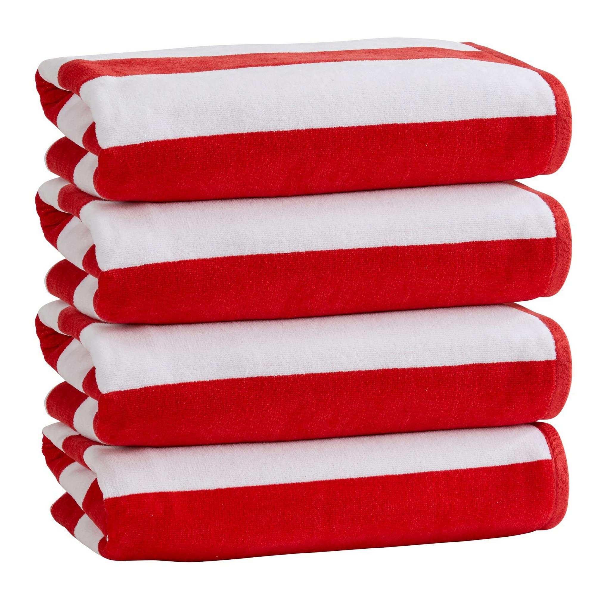 100% Cotton Velour Cabana Stripe Beach Towel Set 30" x 60" - Ultra Soft, Plush, & Highly Absorben... | Amazon (US)