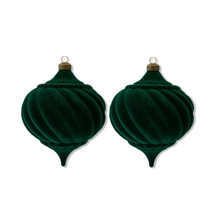 My Texas House, Flocked Onion Green Christmas Hanging Ornaments, 2 Count | Walmart (US)